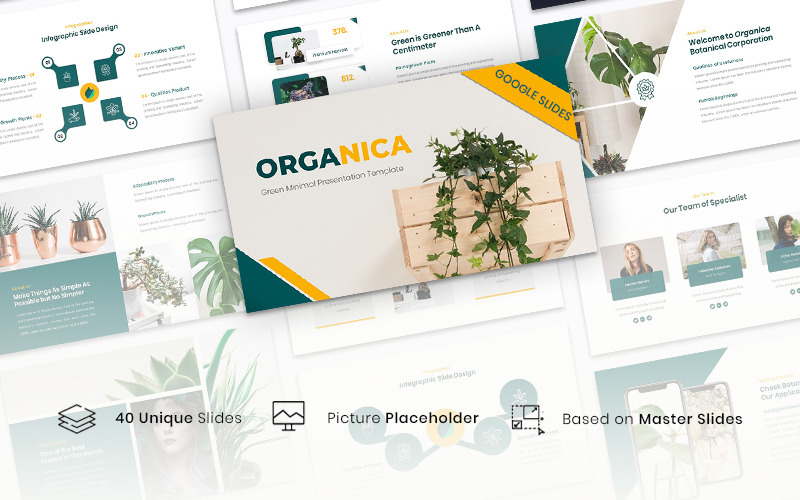 Organica - Зеленый минимальный шаблон Google Slides