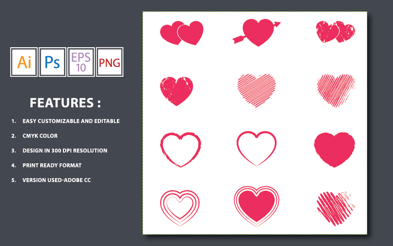 Sada návrhů srdce Valentine vektor - ilustrace