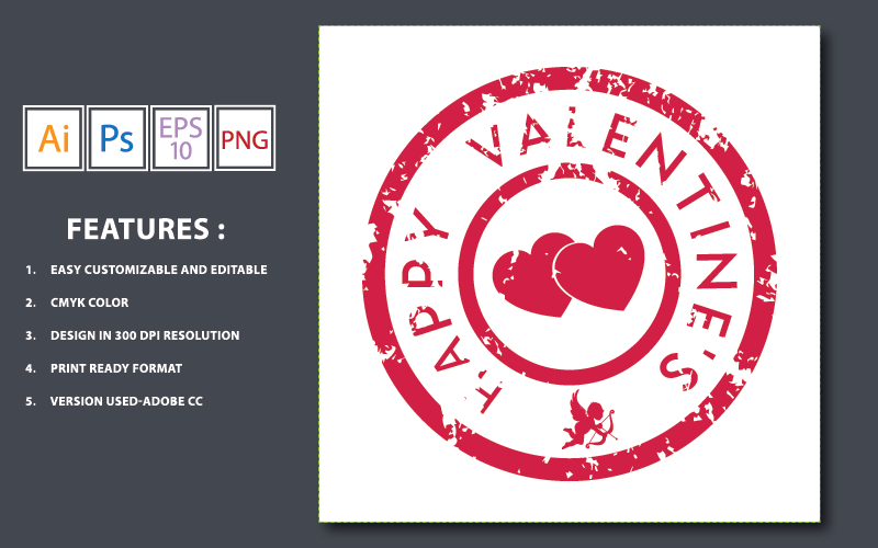 Vecteur de timbres Happy Valentine - Illustration