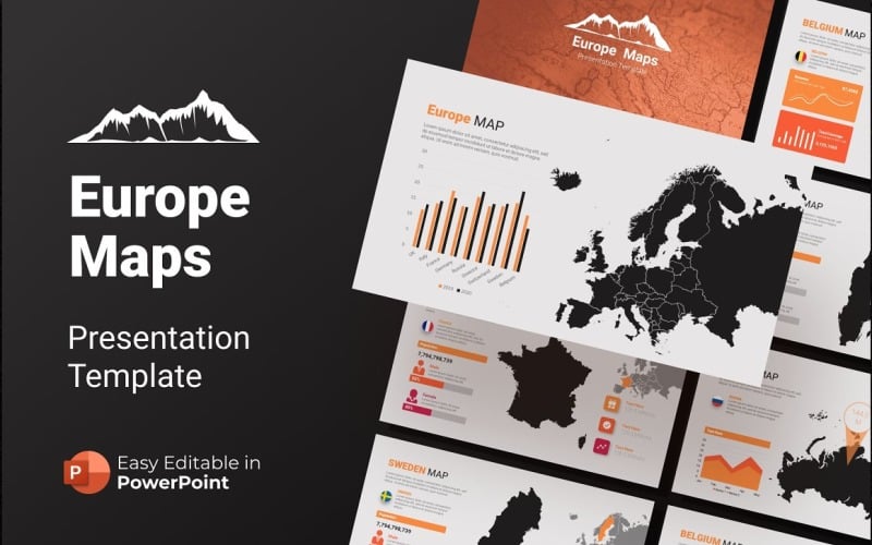 Avrupa Haritaları Sunum PowerPoint şablonu