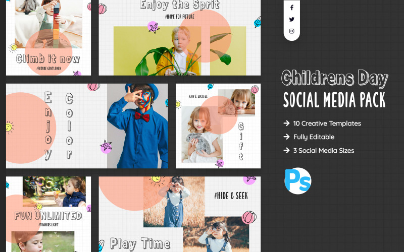 Download Шаблон для соцсетей "Children's Day Social Media Template" / Children's Day Social Media Template - Шаблон для соцсетей на тему графика childrens,day,social,media,post,template,promotion,promotions,facebook,festival,celebration,instagram,twitter,celebrations,creative