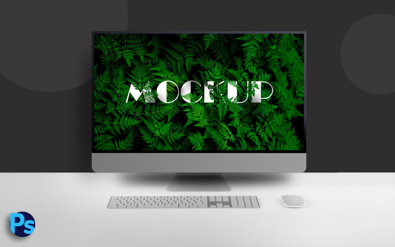 Download Мокап для продукта "Desktop product mockup" / Desktop product mockup - Мокап для продукта на тему графика desktop,psd,mockup,website,graphic,presentations,branding,apple,brand,imac,promotion,app,application,creative,modern