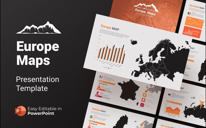 Modello PowerPoint di presentazione delle mappe dell'Europa
