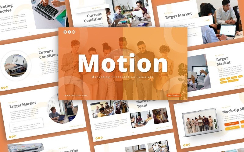 Modello PowerPoint di presentazione di marketing del movimento