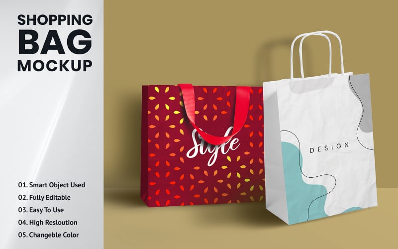 Download Мокап для продукта "Shopping Bag product mockup" / Shopping Bag product mockup - Мокап для продукта на тему графика shopping,white,kraft,paper,bag,mockup,website,graphic,presentations,branding,brand,promotions,product,mockups,template,psd