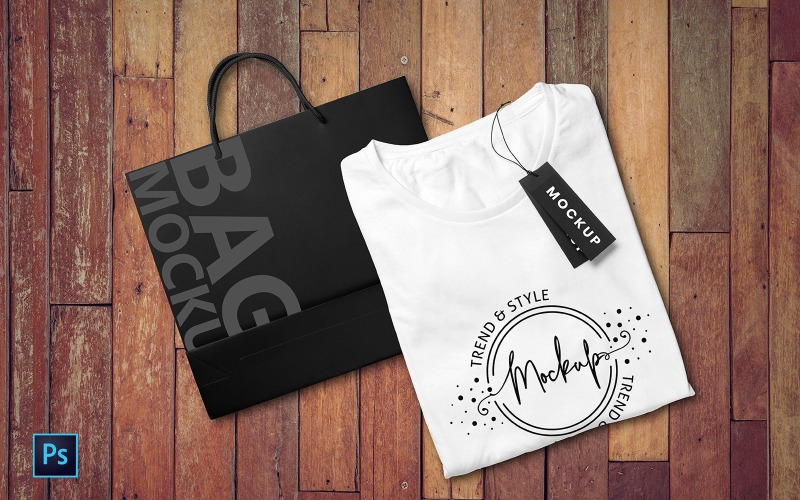 Download Мокап для продукта "TShirt with Bag product mockup" / TShirt with Bag product mockup - Мокап для продукта на тему графика tshirt,with,bag,psd,mockup,website,graphic,presentations,branding,promotion,readymade,textile,product,mockups,template