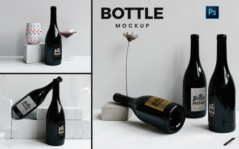 Download Мокап для продукта "Wine Bottle product mockup" / Wine Bottle product mockup - Мокап для продукта на тему графика wine,bottle,psd,mockup,website,graphic,presentations,branding,mockups,glass,brand,promotion,promotions,product,template