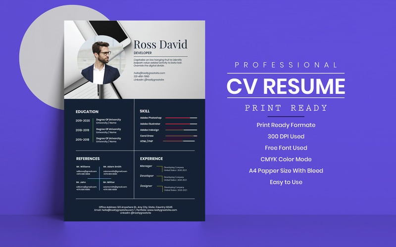 Download Резюме "Business Resume Template" / Business Resume Template - Резюме на тему графика interview,minimalist,vector,modern,design,page,header,template,business,resume,job,cv,elegant,company,creative,white,document,print,layout,application