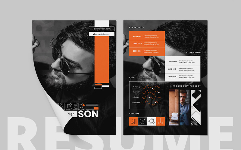 Download Резюме "Creative Resume Template" / Creative Resume Template - Резюме на тему графика interview,minimalist,vector,modern,design,page,header,template,business,resume,job,cv,elegant,company,creative,white,document,print,layout,application