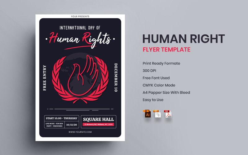 Human Right Day - mall för företagsidentitet