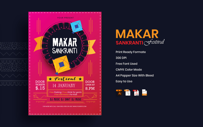 Download Фирменный стиль "Makar Sankranti - Corporate Identity Template" / Makar Sankranti - Corporate Identity Template - Фирменный стиль culture,holiday,religion,prosperity,festival,agriculture,traditional,jan,celebration,banner,colourful,background,india,creative,kite,decoration,flier,template,harvest,design
