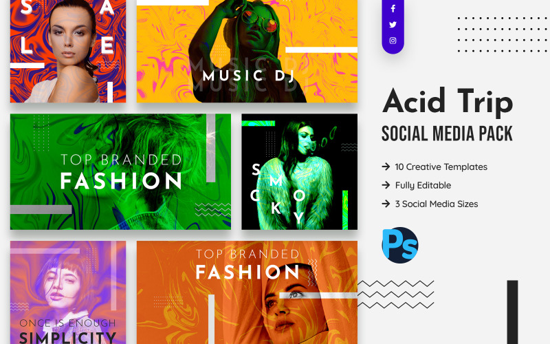 Шаблон для социальных сетей Acid Design