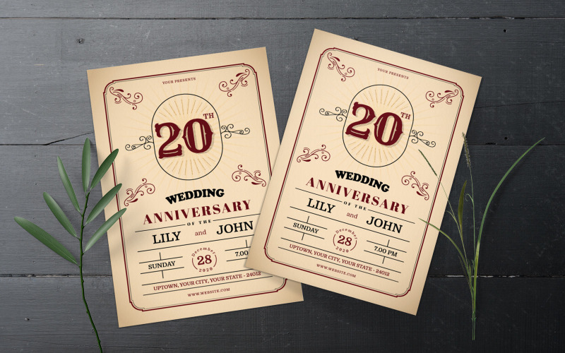 Download Фирменный стиль "Wedding Anniversary Invitation - Corporate Identity Template" / Wedding Anniversary Invitation - Corporate Identity Template - Фирменный стиль на тему графика vector,illustration,wedding,frame,decoration,invitation,card,greeting,celebration,border,anniversary,template,vintage,banner,flower,art,leaf,floral,retro,decorative
