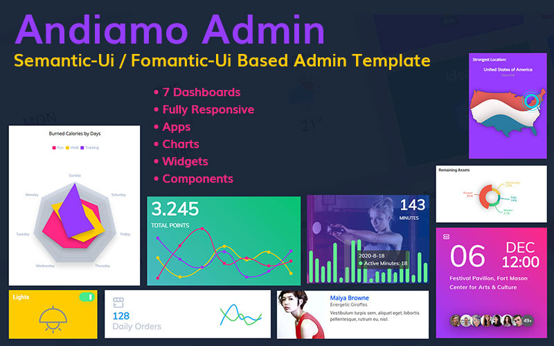 Andiamo Admin - Modèle d'administration réactif basé sur Semantic-Ui / Fomantic-Ui