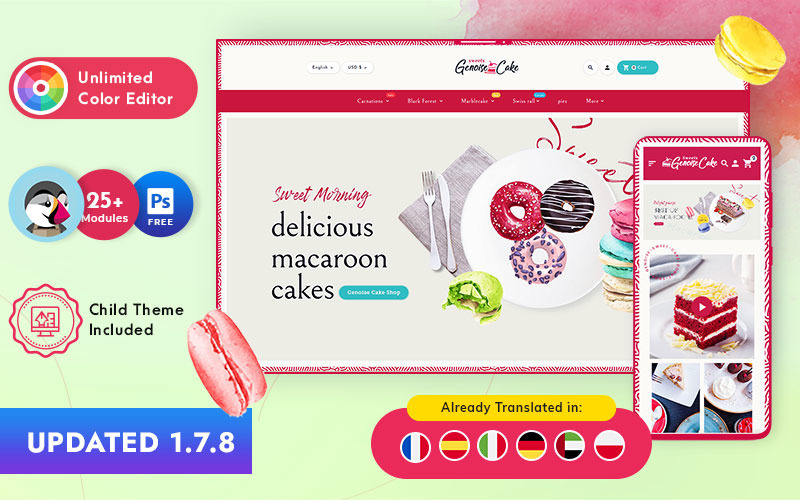 Genoise - Macaroon Cakes & Sweets - Multipurpose Responsive PrestaShop Theme