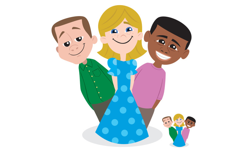 Download Иллюстрация "Kids - Illustration" / Kids - Illustration - Иллюстрация на тему графика kids,kid,child,children,friends,boy,girl,little,students,class,group,team,pupil,friendship,togetherness,teamwork,smiling,happy,cheerful,vector