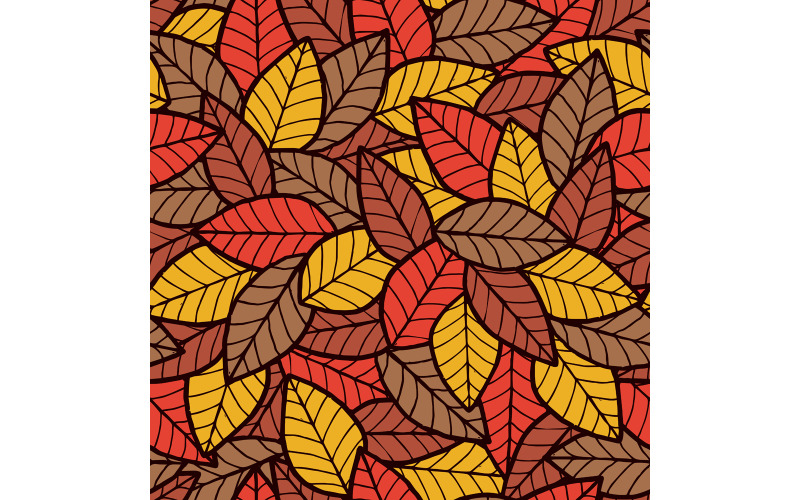 Download Иллюстрация "Leafs Seamless Pattern Autumn - Illustration" / Leafs Seamless Pattern Autumn - Illustration - Иллюстрация на тему графика pattern,leaf,background,wallpaper,seamless,tile,tiled,floral,autumn,fall,texture,fabric,textile,leafage,foliage,hand drawn,line art,decoration,yellow,red