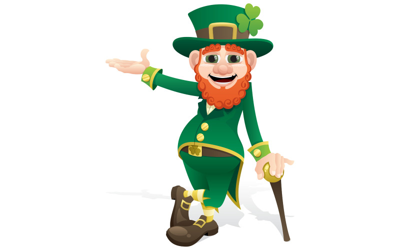Download Иллюстрация "Leprechaun Presenting - Illustration" / Leprechaun Presenting - Illustration - Иллюстрация на тему графика leprechaun,presenting,showing,pointing,greeting,leaning,irish,irish culture,ireland,symbol,celtic,season,spring,cheerful,happy,jolly