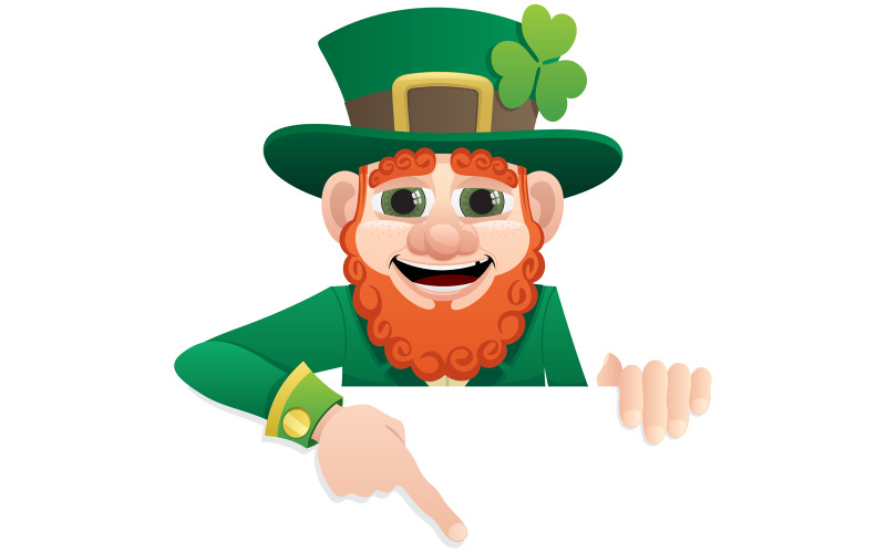 Download Иллюстрация "Leprechaun Sign 2 - Illustration" / Leprechaun Sign 2 - Illustration - Иллюстрация на тему графика leprechaun,frame,sign,blank,empty,banner,placard,whiteboard,paper,sheet,cartoon,peeking,peeping,looking,showing,pointing,presenting,presentation