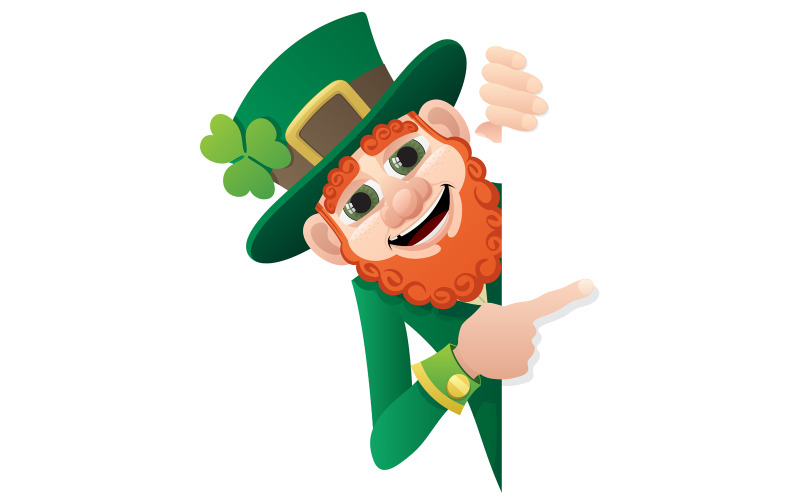 Download Иллюстрация "Leprechaun Sign - Illustration" / Leprechaun Sign - Illustration - Иллюстрация на тему графика leprechaun,frame,sign,blank,empty,banner,placard,whiteboard,paper,sheet,cartoon,peeking,peeping,looking,showing,pointing,presenting,presentation