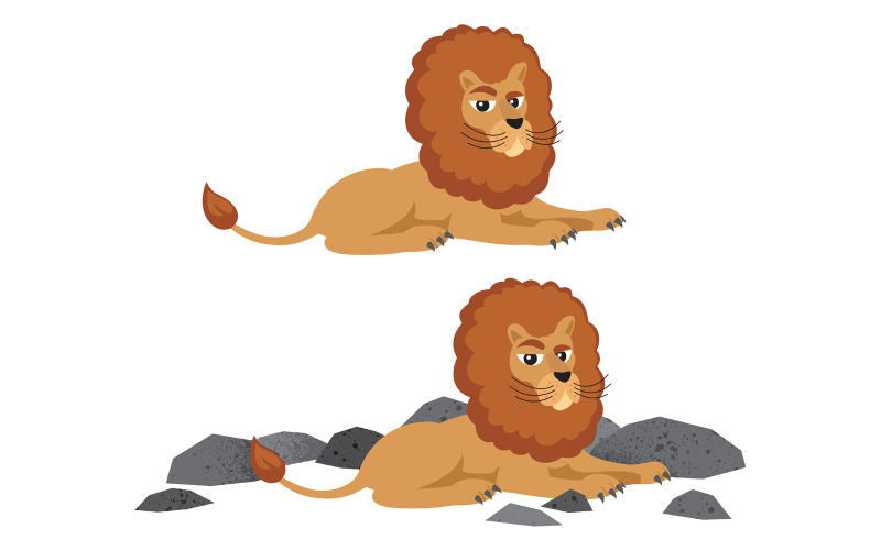 Download Иллюстрация "Lion - Illustration" / Lion - Illustration - Иллюстрация на тему графика lion,animal,wild,beast,character,stones,rocks,lying,zoo,cartoon,vector,illustration,isolated,white,background,clip art,clipart,design element