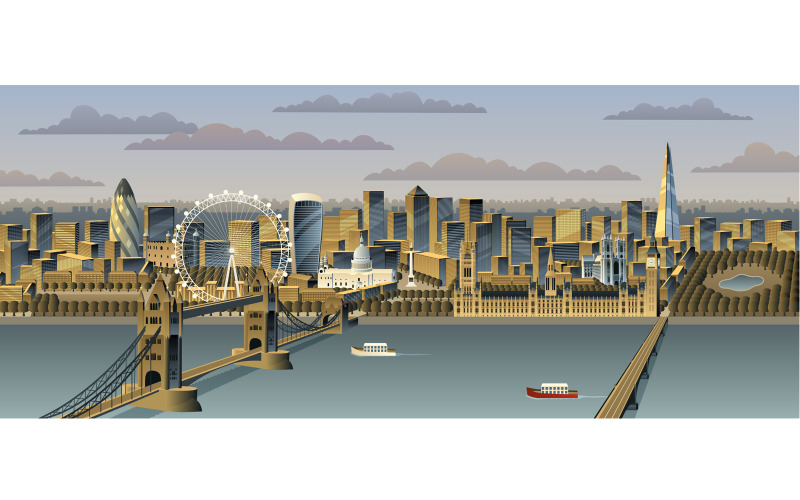 Download Иллюстрация "London - Illustration" / London - Illustration - Иллюстрация на тему графика london,city,cityscape,skyline,metropolis,downtown,center,capital,great,britain,england,landmark,famous,building,skyscraper,tower,office,business,corporate,financial