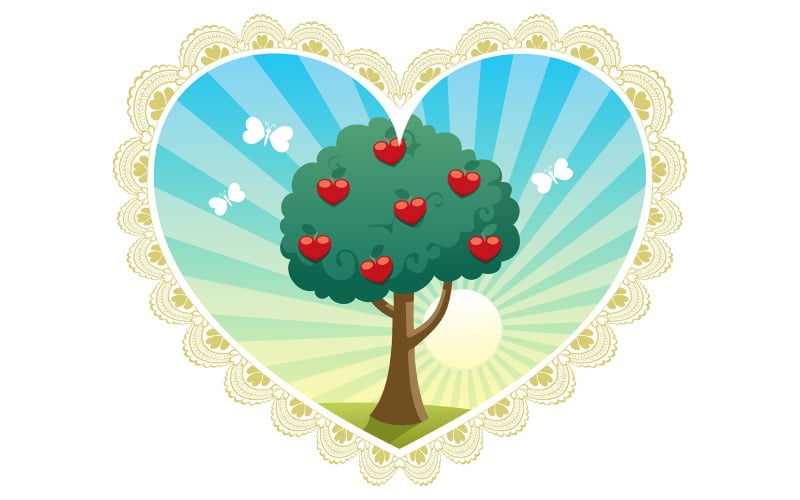 Download Иллюстрация "Love Tree - Illustration" / Love Tree - Illustration - Иллюстрация на тему графика valentines day,saint valentines day,st valentines day,greeting card,valentine card,valentine,card,cover,love,note,letter,message,in love,loving,i love you,romantic,romance,flirting