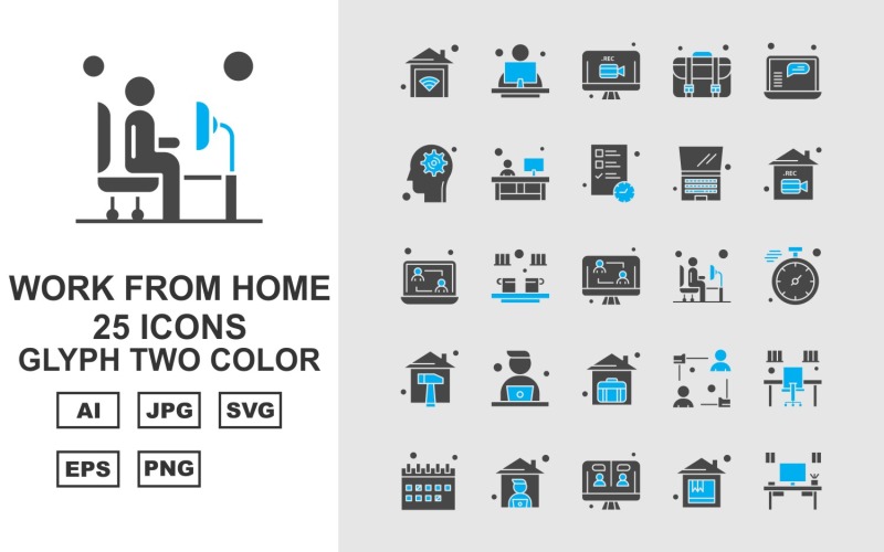 25 Набір преміальних робіт із дому Glyph Two Color Icon Pack