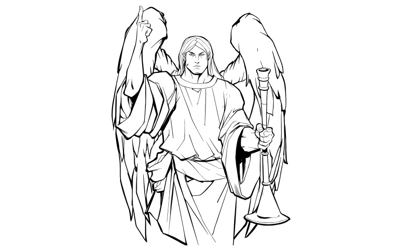 Archange Gabriel Line Art - Illustration