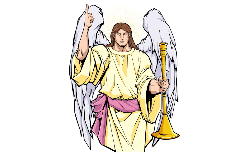Download Иллюстрация "Archangel Gabriel - Illustration" / Archangel Gabriel - Illustration - Иллюстрация на тему графика gabriel,angel,archangel,saint,messanger,christian,christianity,hebrew,judaism,jewish,islam,abrahamic,religion,portrait,face,torah,talmud,bible,quran,gospel