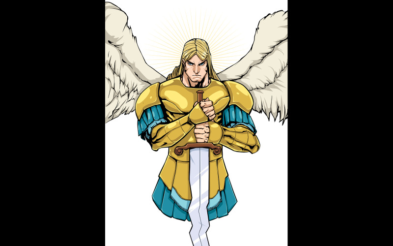 Download Иллюстрация "Archangel Michael Portrait - Illustration" / Archangel Michael Portrait - Illustration - Иллюстрация на тему графика michael,angel,archangel,saint,archangel michael,icon,christian,christianity,hebrew,judaism,jewish,islam,abrahamic,religion,portrait,face,torah,talmud,bible,quran