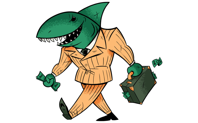 Download Иллюстрация "Business Shark 2 - Illustration" / Business Shark 2 - Illustration - Иллюстрация на тему графика business,shark,business shark,fish,man,businessman,manager,ceo,character,office,worker,person,tank,successful,success,finance,financial,funny,entrepreneur,banker