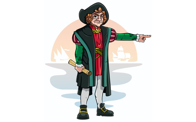 Download Иллюстрация "Christopher Columbus - Illustration" / Christopher Columbus - Illustration - Иллюстрация на тему графика christopher columbus,columbus,columbus day,man,renaissance,costume,captain,sailor,seaman,mariner,character,sail,ship,sail ship,america,discovery,journey,nautical