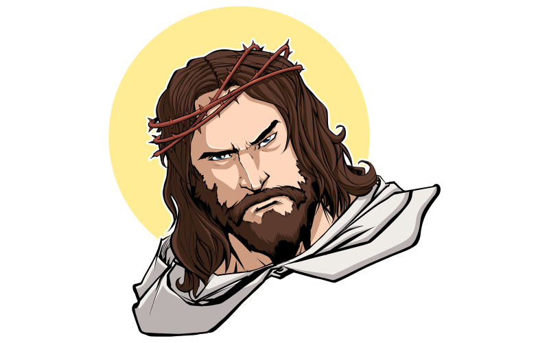 Download Иллюстрация "Jesus Portrait 2 - Illustration" / Jesus Portrait 2 - Illustration - Иллюстрация на тему графика jesus,christ,jesus christ,savior,christianity,christian,portrait,face,head,serious,judging,reproaching,religion,religious,icon,faith,holy,symbol,sign,god