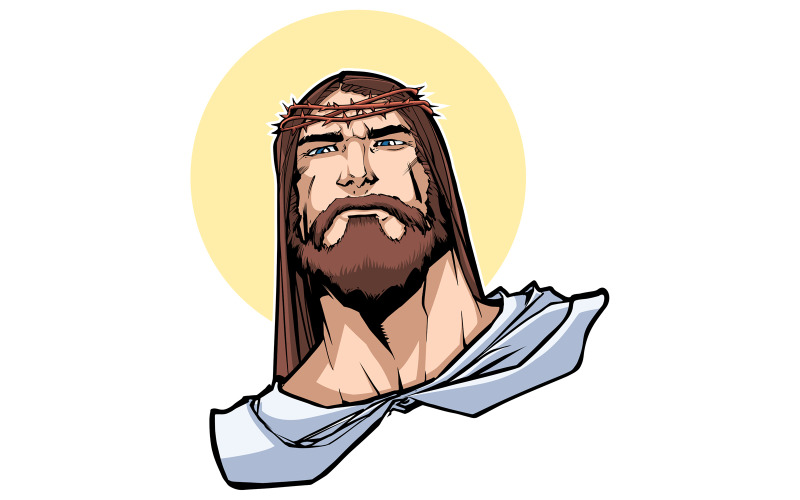 Download Иллюстрация "Jesus Portrait 3 - Illustration" / Jesus Portrait 3 - Illustration - Иллюстрация на тему графика jesus,christ,jesus christ,savior,christianity,christian,portrait,face,head,serious,judging,reproaching,religion,religious,icon,faith,holy,symbol,sign,god