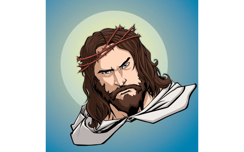 Download Иллюстрация "Jesus Portrait - Illustration" / Jesus Portrait - Illustration - Иллюстрация на тему графика jesus,christ,jesus christ,savior,christianity,christian,portrait,face,head,serious,judging,reproaching,religion,religious,icon,faith,holy,symbol,sign,god