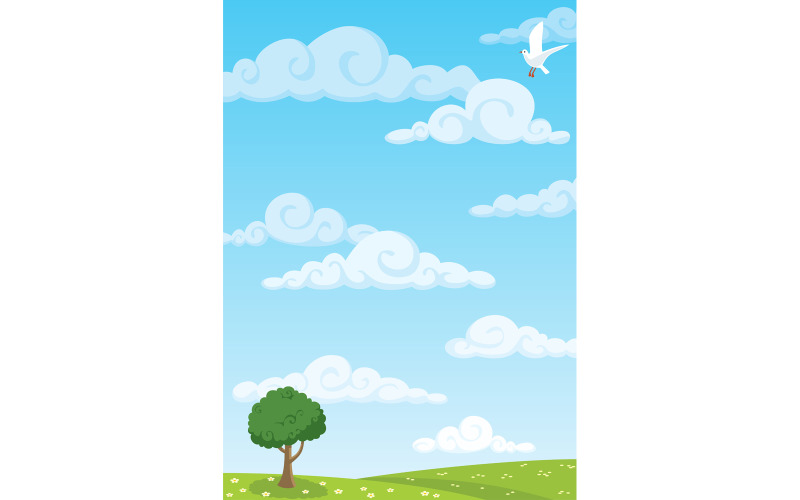Download Иллюстрация "Meadow Background - Illustration" / Meadow Background - Illustration - Иллюстрация на тему графика meadow,glade,background,landscape,field,pasture,lawn,grass,tree,sky,cloud,cloudscape,flowers,horizon,nature,environment,summer,spring,green,blue