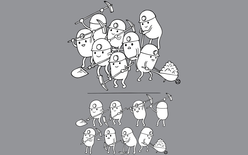 Download Иллюстрация "Miners - Illustration" / Miners - Illustration - Иллюстрация на тему графика miner,worker,digger,prospector,mine,mining,precious,metal,gold,silver,coal,bitcoin,digging,industry,geology,ore,nugget,pick,pickaxe,resource