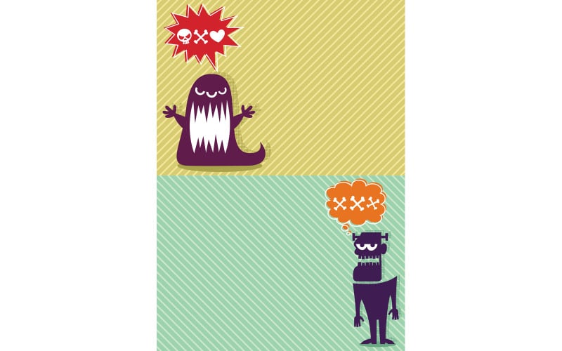 Download Иллюстрация "Monster Backgrounds 3 - Illustration" / Monster Backgrounds 3 - Illustration - Иллюстрация на тему графика background,wallpaper,monster,character,creature,freak,animal,cartoon,horizontal,a4,design element,banner,greeting,card,vector,illustration,copyspace,copy space