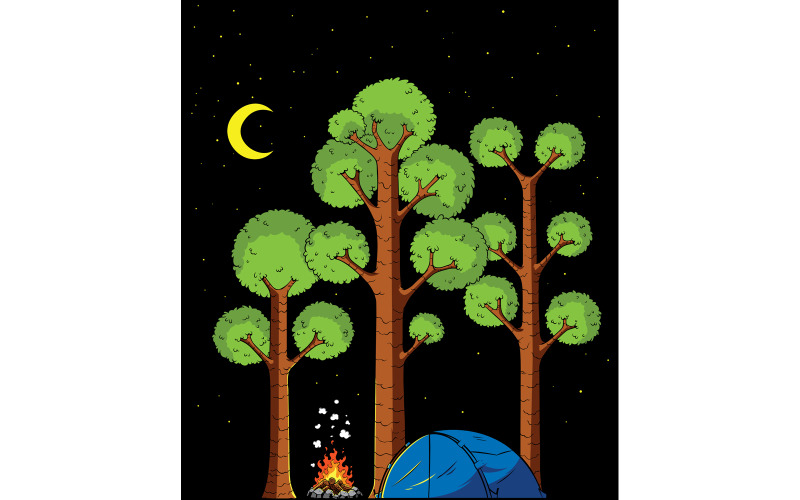Obóz leśny - ilustracja