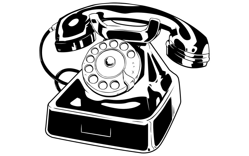 Download Иллюстрация "Old Phone Line Art - Illustration" / Old Phone Line Art - Illustration - Иллюстрация на тему графика old phone,phone,old,ring,telephone,outdated,retro,receiver,rotary,business,cable,classic,antique,aged,communication,conventional,dated,dial,black,antiquated
