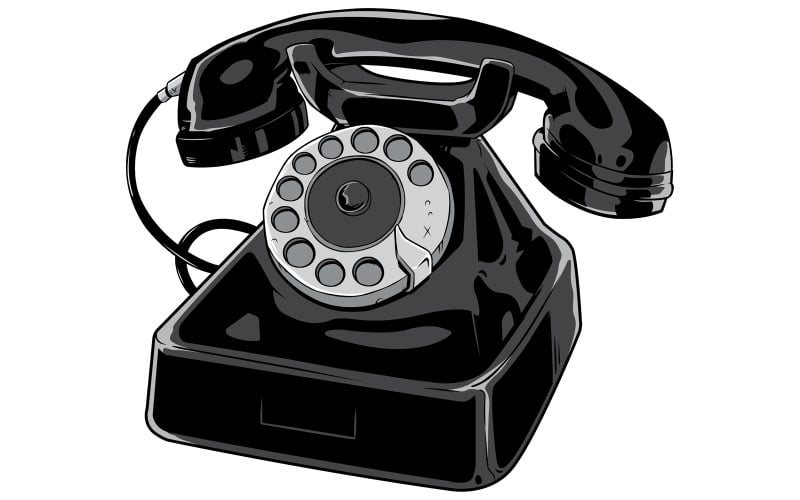 Oude telefoon op wit - illustratie