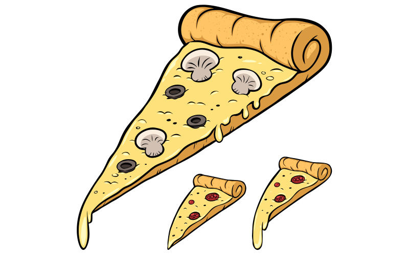 Download Иллюстрация "Pizza Slice on White - Illustration" / Pizza Slice on White - Illustration - Иллюстрация на тему графика pizza,italian,pepperoni,slice,piece,illustration,icon,cartoon,design,vector,white,background,symbol,mushroom,graphic,sketch,cheesy,cut,doodle,logo