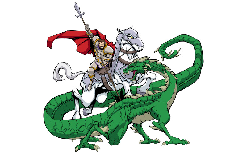 San Jorge matando al dragón - Ilustración