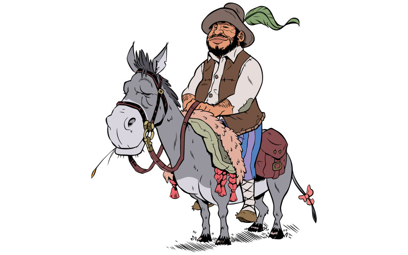 Sancho Pansa na białym tle - ilustracja