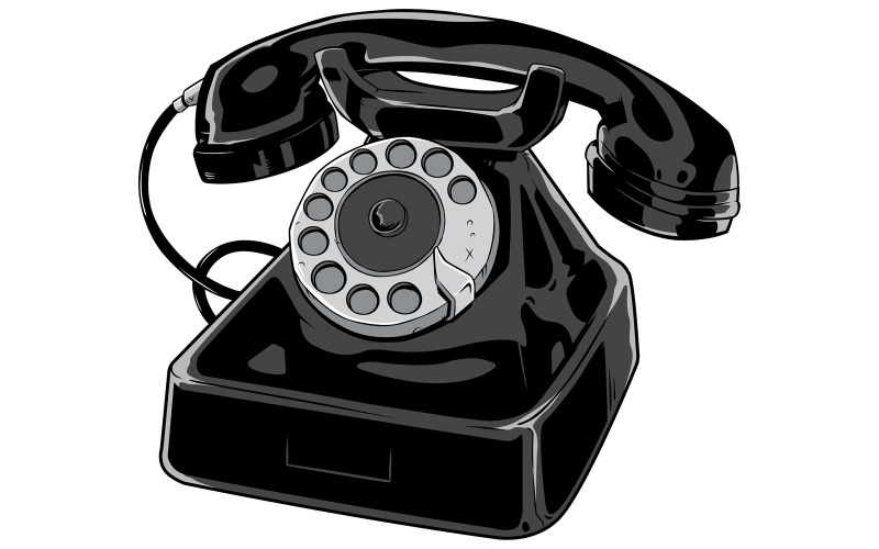 Vecchio telefono su bianco - illustrazione
