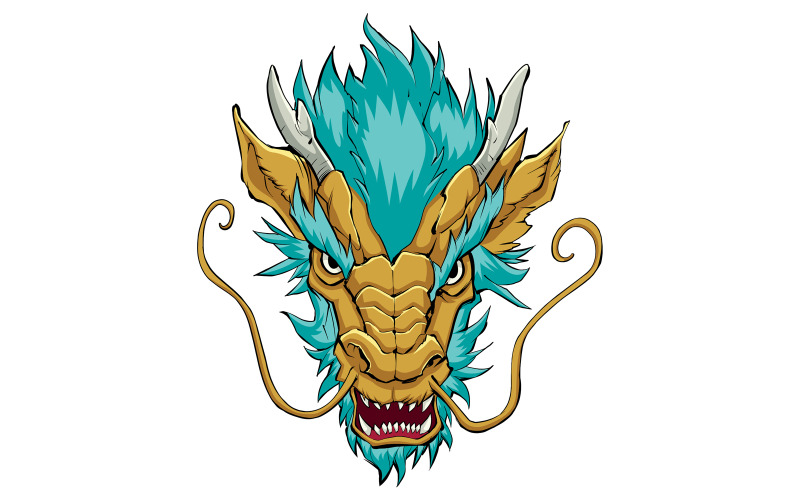 Chinese Dragon Head Gold - Illustrazione
