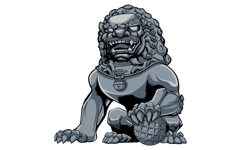 Download Иллюстрация "Chinese Lion Iron - Illustration" / Chinese Lion Iron - Illustration - Иллюстрация на тему графика chinese lion,chinese,lion,guardian,imperial,chinese guardian lion,imperial guardian lion,foo dog,shishi,iron,statue,monument,sculpture,figurine,souvenir,asian