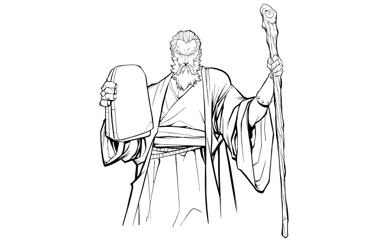 Dessin au trait de Moïse - Illustration