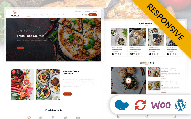 A tientas suelo en voz alta FoodLab - Tema WooCommerce de la tienda de alimentos para restaurantes